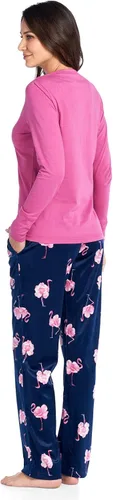 Vista 3 de Conjunto de pijama Ashford & Brooks para mujer de algodón con manga larga parte superior con pantalones de forro polar
