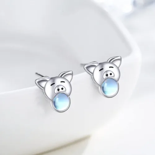 Vista 6 de JUSTKIDSTOY PigHedgehogFishButterflyFrog Earrings 925 Sterling Silver Cute Animal Stud Earrings Jewelry Gifts for Women Girls Hypoallergenic