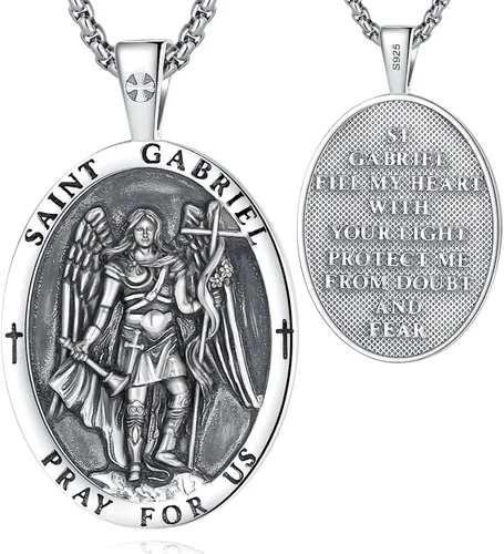 Vista 46 de Vito Collares de Santos de Plata de Ley 925 para Mujeres y Hombres, Colgante de San Miguel/Crucifijo/Caravaca/San Judas/Virgen María, Medalla