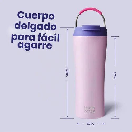 Vista 4 de BOTTLE BOTTLE Vasos de café aislados con tapa de doble uso y pajita, taza Flores de cerezo