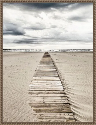 Vista 16 de Amanti Art Framed Canvas Wall Art 24x18 Sandy Beach Boardwalk by Incado, Framed Wall Art Canvas, Beach Artwork, Traditional Decor, Medium Poster