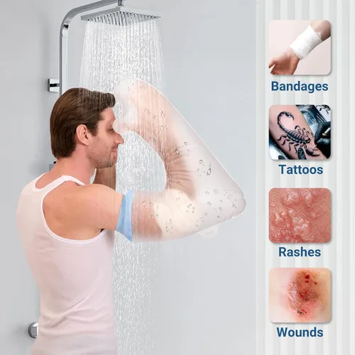 Vista 5 de Fundas de fundición para brazo de ducha, funda fundida impermeable, extra grande para adultos, funda reutilizable, suministros para el cuidado