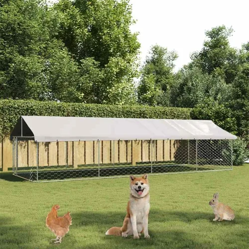 Vista 3 de vidaXL Perrera para perros al aire libre con techo 236.2"x78.7"x59.1