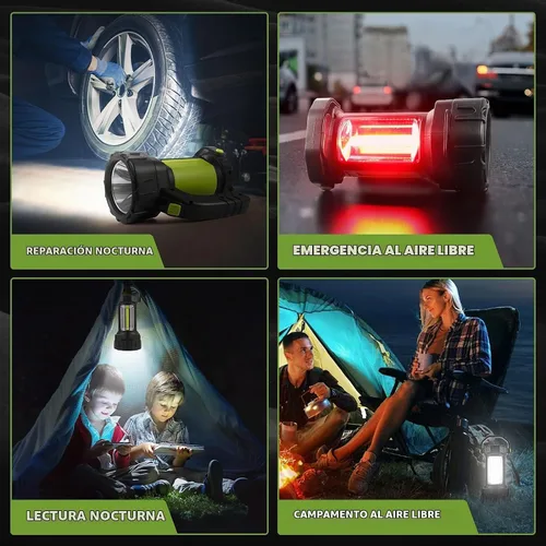 Vista 4 de Linterna de camping recargable, 2 paquetes con la misma linterna LED de foco con 800 lúmenes, batería de 3600 mAh, luz de camping brillante portátil