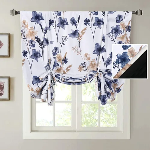 Vista 11 de H.VERSAILTEX Cortinas cortas 100% opacas para ventana de cocina, cortinas de amarre de eficiencia energética, bolsillo para barra, cubierta
