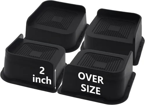 Vista 10 de Paquete de 4 elevadores de cama de 1 pulgada, elevadores de muebles de 2 pulgadas, negros, elevadores de cama resistentes para mesa, sofá, silla