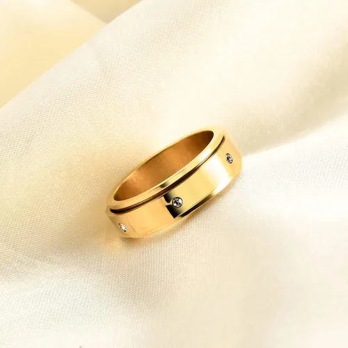 Vista 5 de MYNENEY Anillo para ansiedad con circonita cúbica para aliviar el estrés para mujeres, alianza de compromiso de boda para mujeres y hombres