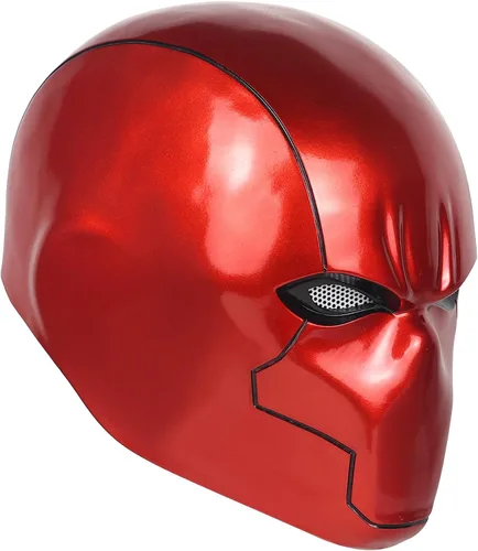 Vista 7 de Casco de capucha roja, efecto metálico, máscara de capucha roja de lujo, accesorio de cosplay para fanáticos, edición de coleccionista