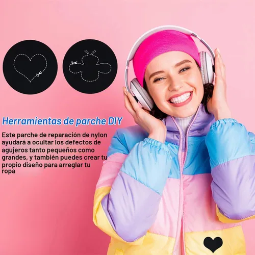 Vista 6 de Boao 80 parches de reparación para chaquetas de plumón, abrigo acolchado, cinta de reparación de tela de nylon, autoadhesiva, impermeable Negro