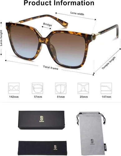 Vista 5 de SOJOS Gafas de sol cuadradas de moda para mujer, lentes de protección UV para mujer, gafas de sol SJ2196