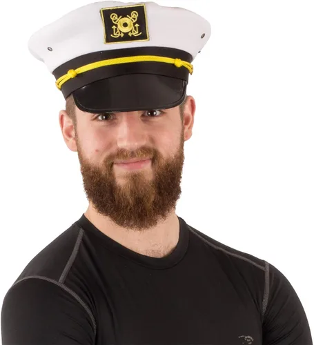 Vista 6 de Sombreros de fiesta divertidos para adultos y sombrero de marinero de algodón blanco - sombreros de fiesta náutica - sombreros de vestir marinero