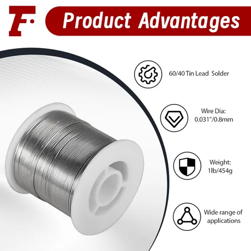 Vista 3 de findmall Alambre de soldadura de base de colofonia de plomo de estaño 60/40 para soldadura eléctrica 0.031"/0.8mm 1lb/454g