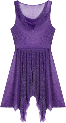 Vista 5 de TiaoBug Vestido de baile lírico con superposición litúrgica transparente y brillante para mujer