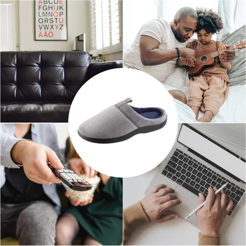 Vista 2 de isotoner Pantuflas de espalda abierta para hombre con espuma viscoelástica y suela para interiores y exteriores Ceniza