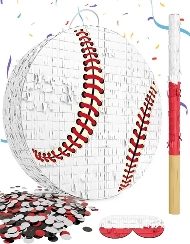 Vista 8 de Piñata de fútbol – Incluye palo de madera, vendaje de ojos y confeti – 13 x 13 x 3 pulgadas – Perfecto para decoraciones de fiestas deportivas