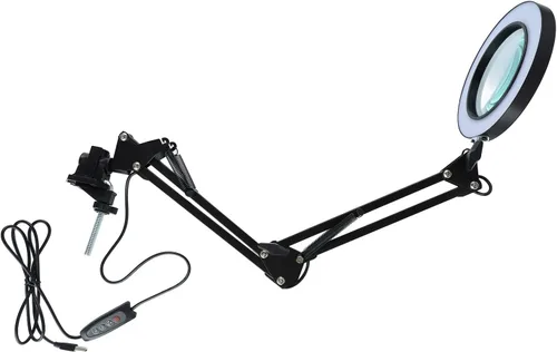 Vista 7 de Lámpara de aumento LED con abrazadera, 2.200 lupa regulable súper brillante con luz y soporte, lámpara de lupa de brazo giratorio ajustable