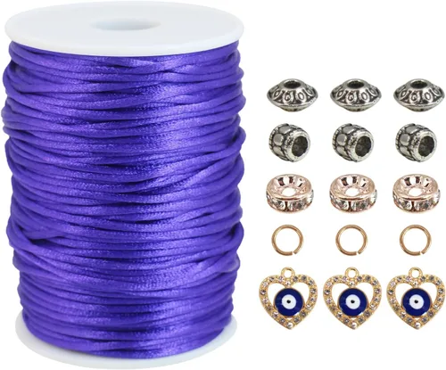Vista 10 de Nuevo 20bundles 200Yards 0.098 in Satin/Rattail Cordón de seda para collar, pulsera, cordón de cuentas