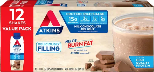 Vista 2 de Atkins Paquete de batido de proteína de chocolate con leche y caramelo café (12 + 12 unidades)