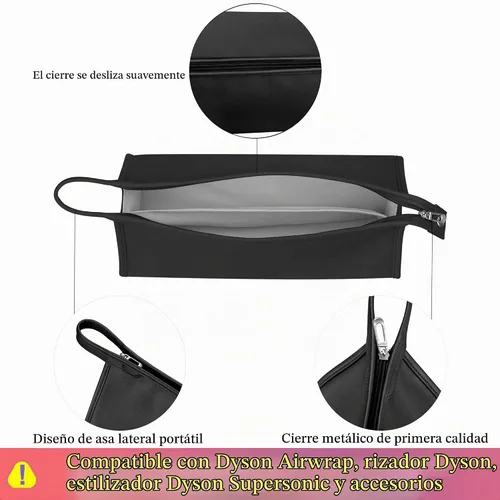 Vista 4 de Funda de viaje de cuero PU compatible con Dyson Airwrap Styler/Shark Flexstyle, funda de transporte portátil para secador de pelo Dyson Supersonic