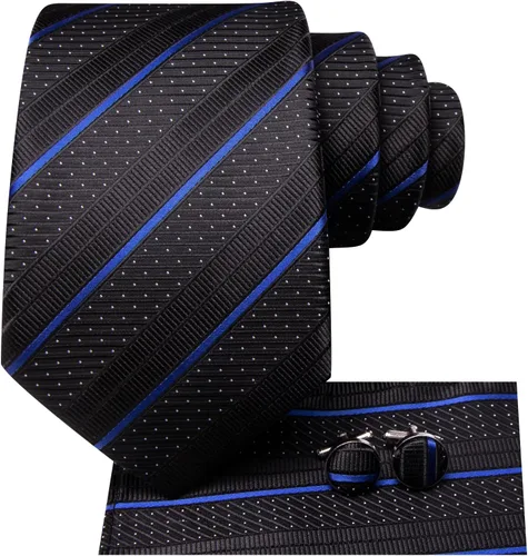 Vista 15 de Hi-Tie Corbata clásica de cachemira para hombre con pañuelo y gemelos a cuadros