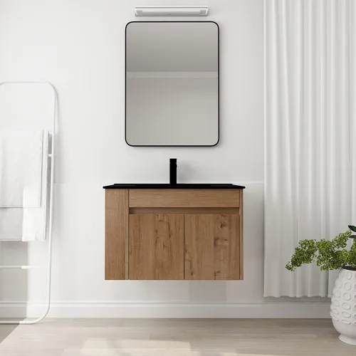 Vista 3 de SSLine Juego de tocador de baño montado en la pared con lavabo moderno de 30 pulgadas con lavabo superior y estante de almacenamiento, armario