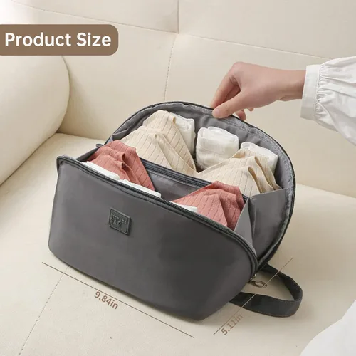 Vista 3 de Bolsa organizadora de ropa interior de viaje, bolsa de almacenamiento de ropa interior con forro, bolsa de almacenamiento de cubo de embalaje grande