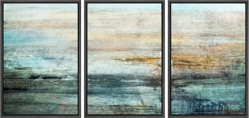 Vista 127 de wall26 Lienzo enmarcado para pared, juego de arte con trazos de pintura roja y naranja vibrante, paisaje, formas abstractas, ilustraciones, arte