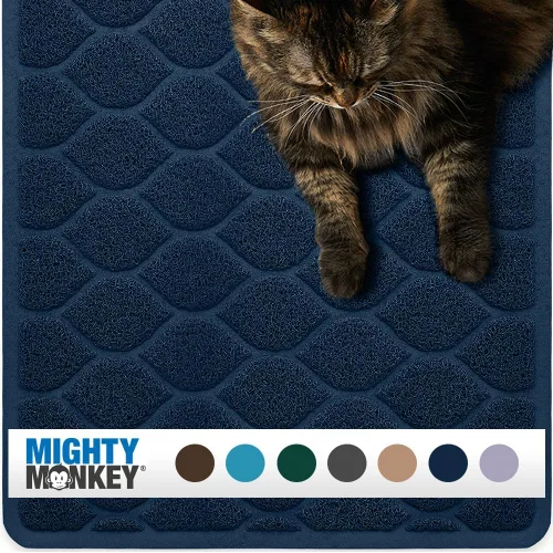 Vista 12 de MIGHTY MONKEY - Alfombrilla de atrapamiento para bandeja de arena de gato impermeable sin BPA, fácil de limpiar, respaldo texturizado, suave