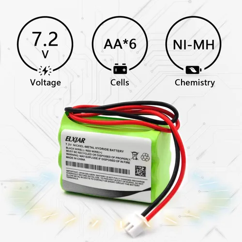 Vista 3 de Paquete de 2 baterías de repuesto para iluminación de emergencia/salida NI-MH de 7.2 V AAA 700 mAh para ANIC0191, ITI 34-051, Sanyo 6HRAAAU, ADT