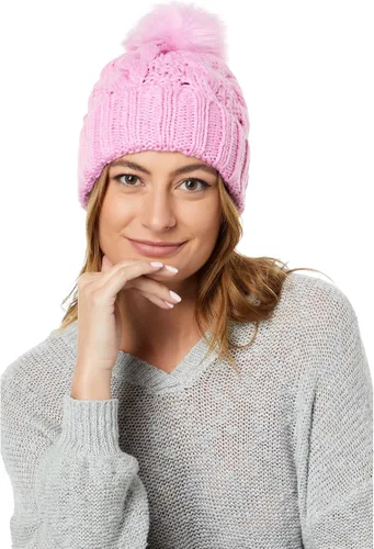 Vista 3 de UGG Gorro de punto para mujer con pompón de piel sintética