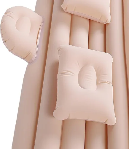 Vista 8 de Car Air Mattress 135x85cm PVC Flocked Inflatable Bed (Beige)