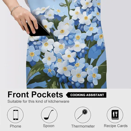 Vista 5 de MUSM Do Not Forget Me Apron，Classic Vintage Funny with Pockets Aprons,Adjustable Bib Waterdrop Resistant for Kitchen Cooking Restaurant BBQ Painting
