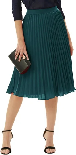 Vista 36 de GRACE KARIN - Falda plisada de gasa para mujer, con cintura alta y elástica, vuelo, corte acampanado y longitud por debajo de la rodilla