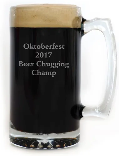 Vista 5 de Taza de cerveza personalizada de 25 onzas grabada con tu texto personalizado