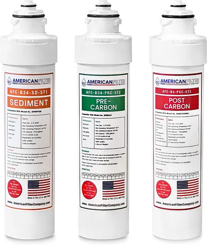 Vista 2 de American Filter Company Filtros de agua de 4 etapas AFC-B3-CMBPK, compatibles con Brio NFMPP5M, NFMGAC, NFMUF, NFMCTO5MS3, NFMCTO5MS2 y Moderna UV