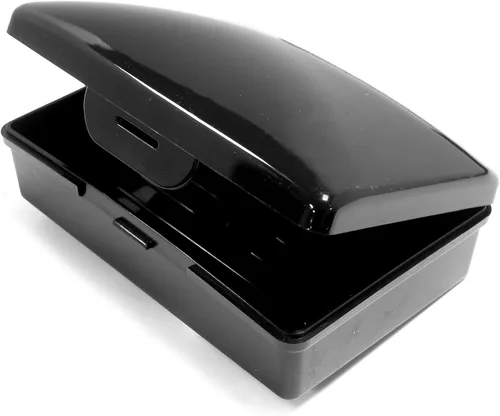 Vista 3 de American Comb: Jabonera - Negro - 1 unidad - Fabricado en EE. UU. - Jabonera con tapa con bisagras y cierre seguro