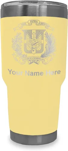 Vista 41 de LaserGram Taza aislada al vacío de 20 onzas, escudo de armas, República Dominicana, grabado personalizado incluido (gris)