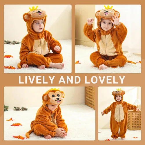 Vista 5 de Disfraz infantil de Halloween para cosplay, traje de animal con capucha para niños Mono