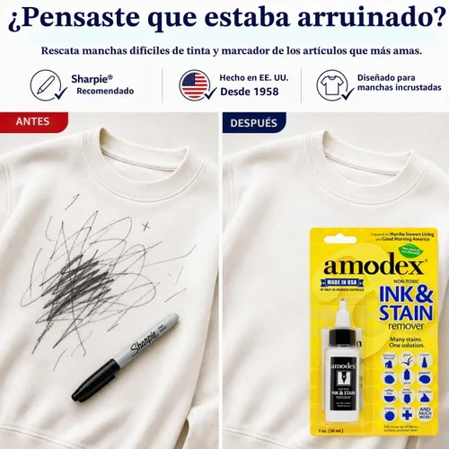 Vista 2 de Amodex - Removedor de tinta y manchas, botella de 1 oz