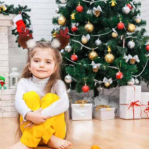 Vista 6 de Lindos accesorios de Navidad para el cabello, 2 pares de cuernos de reno, orejas de clip para el cabello, horquilla para tocado para fiesta