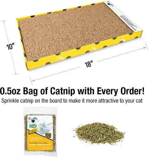 Vista 2 de Our Pets Rascador cósmico para gatos, hierba gatera cultivada en Norteamérica incluida, reversible para el doble de uso, 18.13 x 10.13 x 1.25