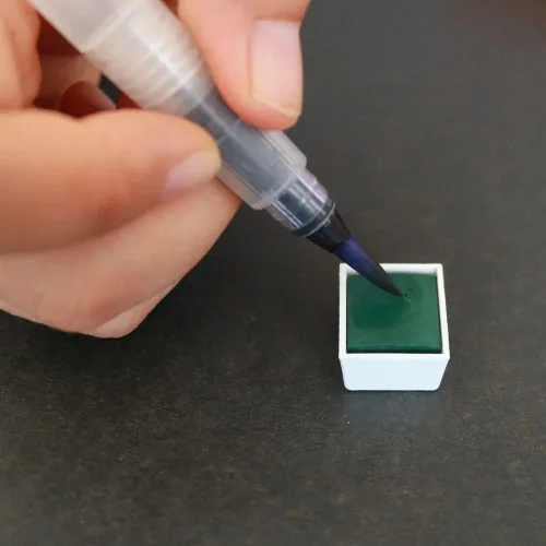 Vista 3 de Juego de pintura de acuarela, pigmento sólido de 36 colores en medias sartenes de 0.07 onzas líquidas con paleta de mezcla, kit de pintura