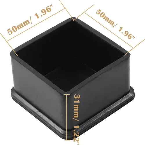 Vista 2 de Uenhoy 8 tapas cuadradas de goma antideslizantes para patas de silla, protectores de suelo de 2 x 2 pulgadas (paquete de 2)