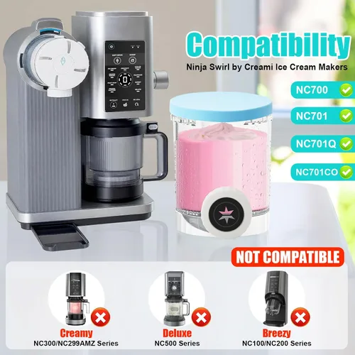 Vista 4 de Dispensador suave para Ninja Swirl de CREAMi serie NC700 – Pintas y tapas suaves compatibles con la máquina de helados Ninja Swirl NC701 NC701Q 2