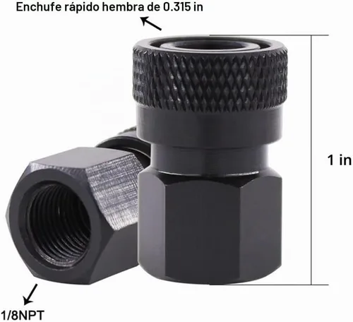 Vista 3 de Adaptador de enchufe de desconexión rápida de rosca hembra NPT de 1/8 ", adaptador de desconexión rápida hembra de 0.315 in, accesorios de carga PCP