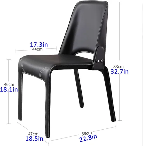 Vista 2 de JKGHK Leather Dining Chairs, Armless Room Chairs, Upholstered Kitchen Chair with Backrest, Side Chair with Metal Legs, for Bedroom, Cafe Brown