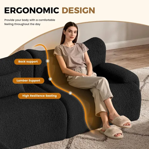Vista 4 de Sofá modular modular de 126 pulgadas en forma de L para sala de estar, sofá modular de gran tamaño con asientos profundos, sofás modernos con Negro