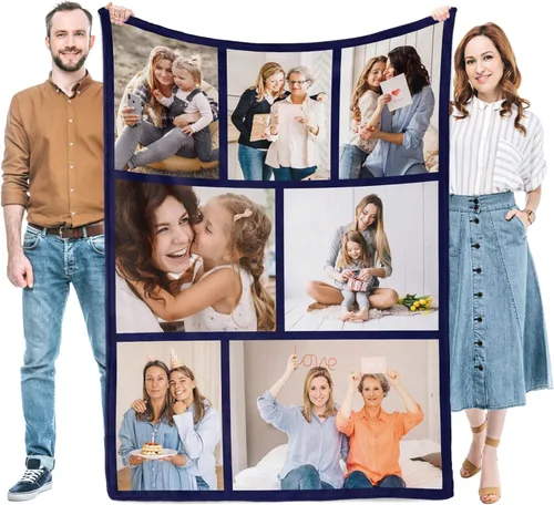 Vista 18 de Regalos para mujeres/hombres, manta personalizada de cumpleaños con imagen, mantas personalizadas con fotos, día de San Valentín, Navidad, regalos