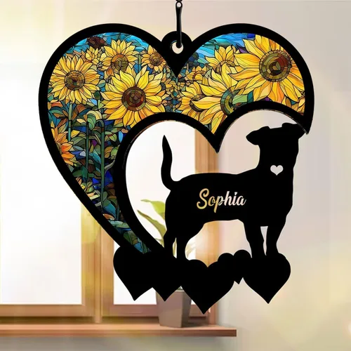 Vista 3 de NAZENTI Atrapasoles personalizado de sabueso afgano, adorno conmemorativo personalizado para la pérdida de mascotas, regalo de condolencia