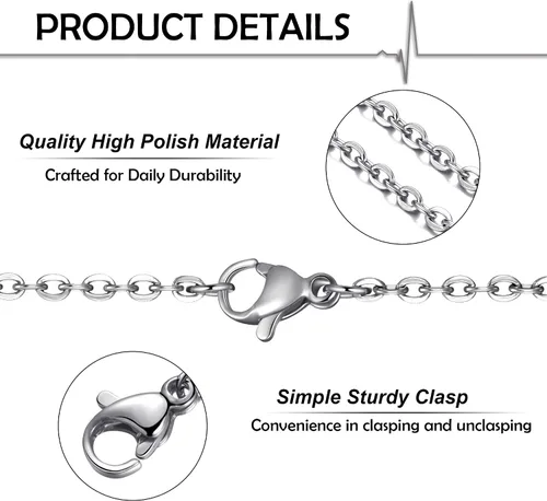 Vista 3 de Paquete de 24 cadenas de collar de acero inoxidable para fabricación de joyas, 16 pulgadas